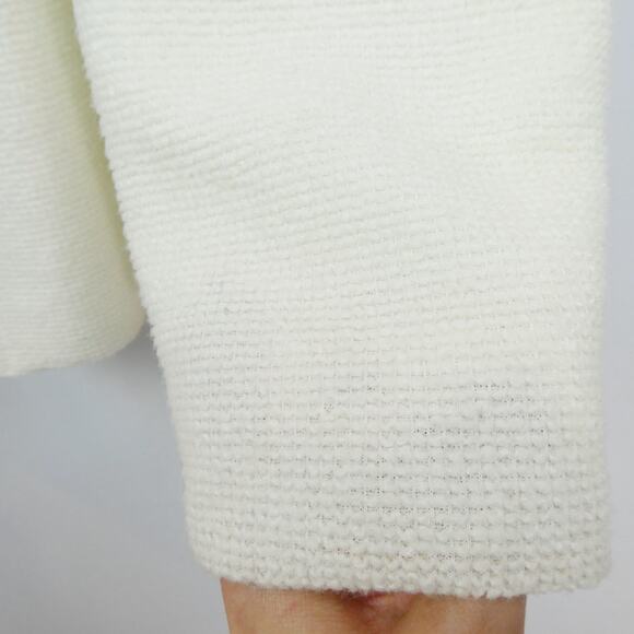 Vintage Square Shoulder Textured Blazer Sz M Ivory Cream Bouclé - Picture 9 of 16